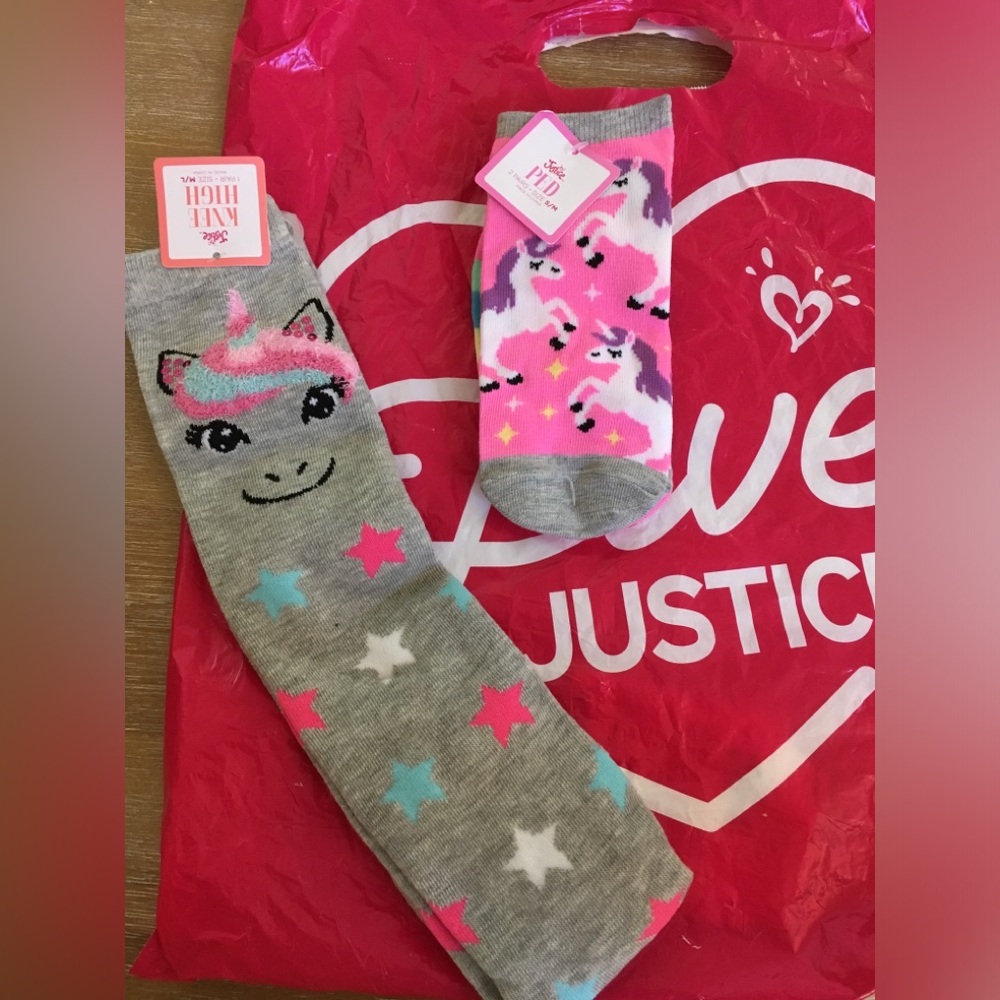 🎁 NEW 3pr Unicorn Socks Justice